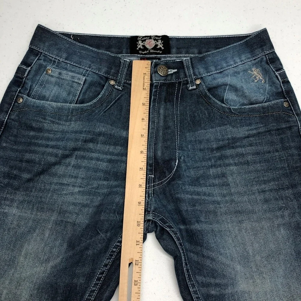 Lions Crest English Laundry Jeans Mens 30x32 Blue Straight Denim Embroidered